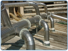 Suction piping with large aerodynamic radiuses